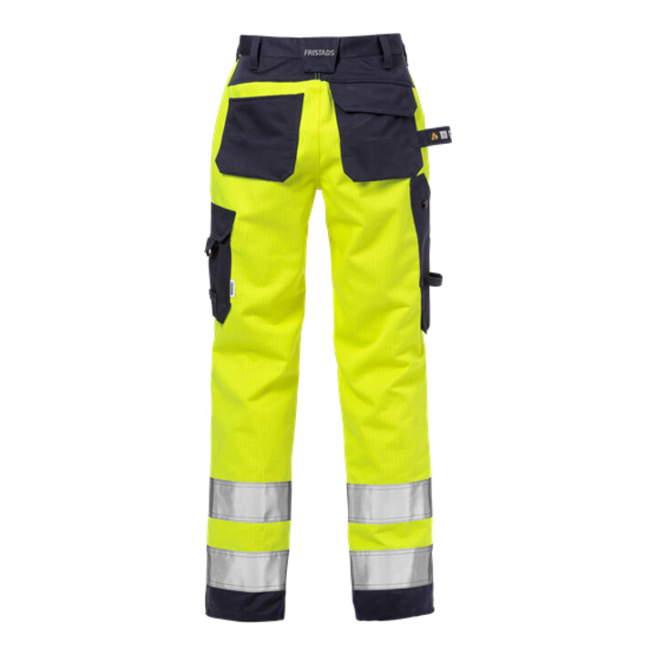 Fristads Flame High Vis Handwerkerhosen Damen Kl. 2 2589 FLAM Größe 48 Warnschutz-Gelb/Marine