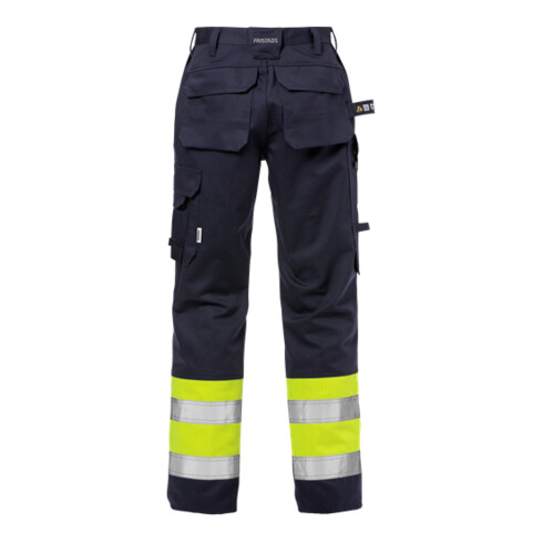 Fristads Flame High Vis Hose Damen Kl. 1 2591 FLAM Größe 34 Warnschutz-Gelb/Marine