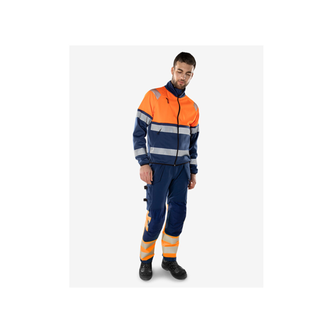 Fristads High Vis Green Handwerker Stretchhose Kl. 1 2643 GSTP Größe D112 Warnschutz-Orange/Marine