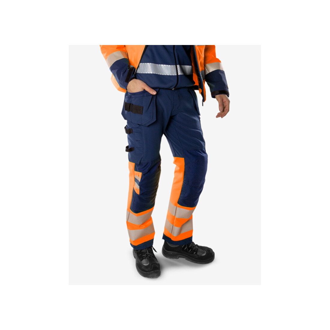 Fristads High Vis Green Handwerker Stretchhose Kl. 1 2643 GSTP Größe D112 Warnschutz-Orange/Marine
