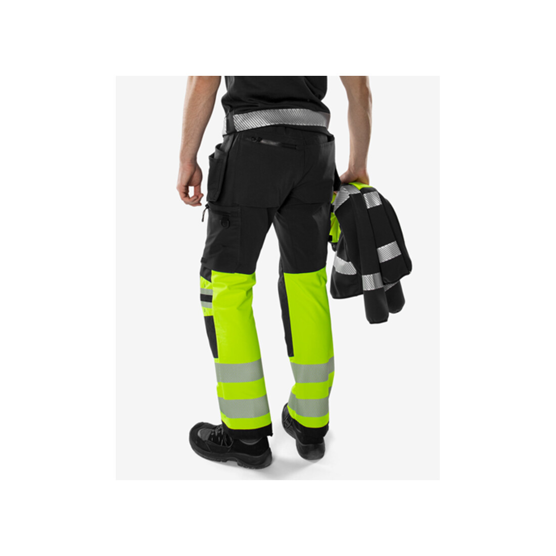 Fristads High Vis Green Handwerker Stretchhose Kl. 1 2643 GSTP Größe D116 Warnschutz-Gelb/Schwarz
