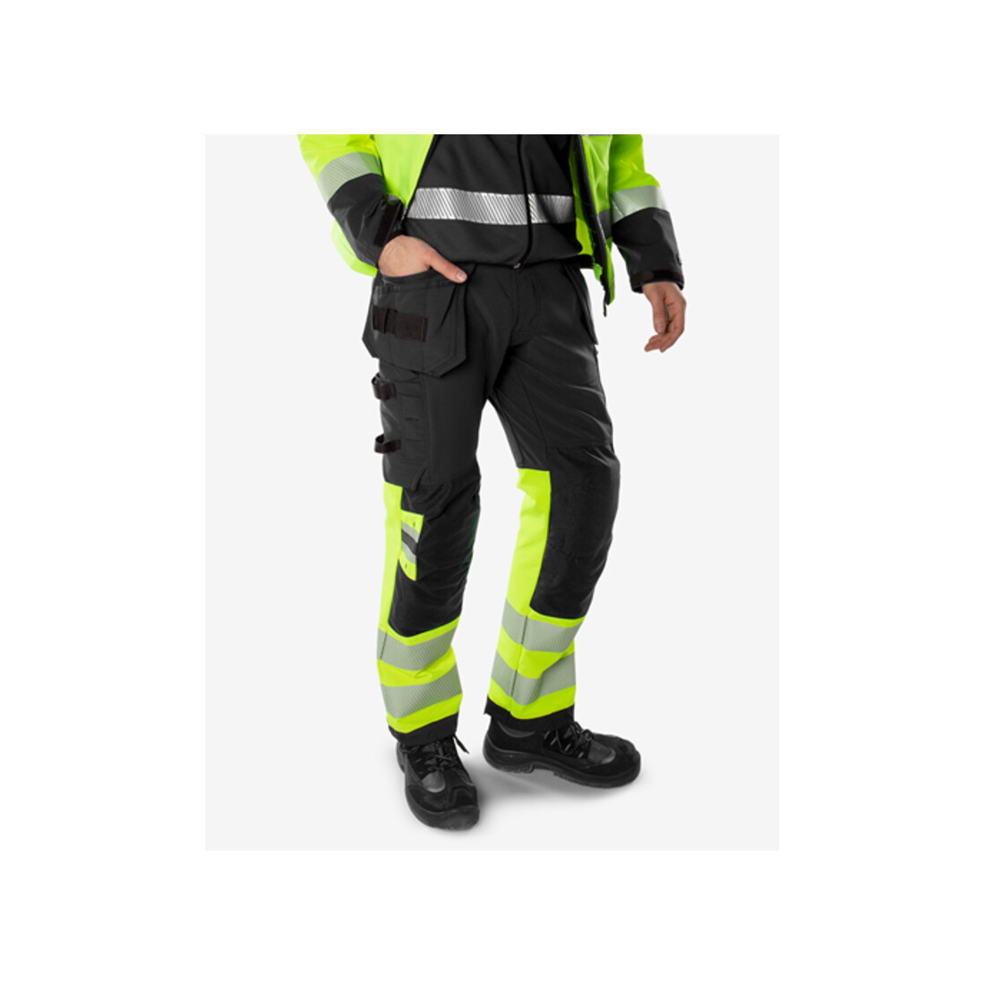 Fristads High Vis Green Handwerker Stretchhose Kl. 1 2643 GSTP Größe D116 Warnschutz-Gelb/Schwarz