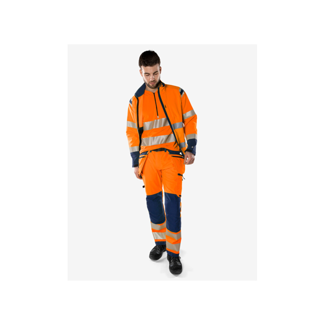 Fristads High Vis Green Handwerker Stretchhose Kl. 2 2644 GSTP Größe C148 Warnschutz-Orange/Marine