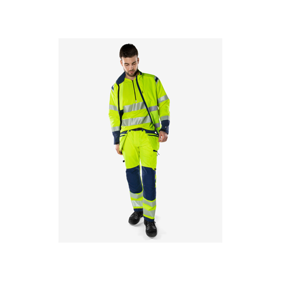 Fristads High Vis Green Handwerker Stretchhose Kl. 2 2644 GSTP Größe D84 Warnschutz-Gelb/Marine