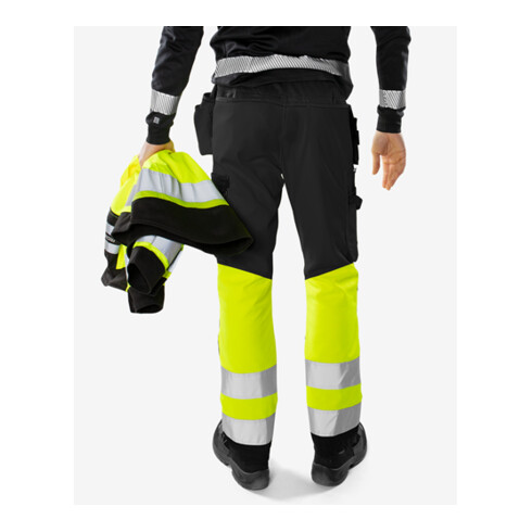 Fristads High Vis Green Handwerkerhose Kl. 1 2640 GPLU Größe C52 Warnschutz-Orange/Grau