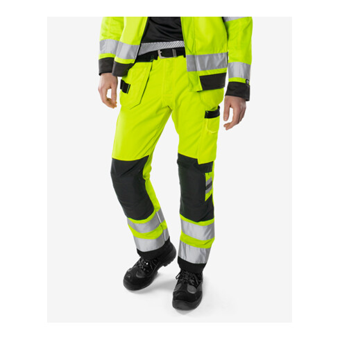 Fristads High Vis Green Handwerkerhose Kl. 2 2641 GPLU Größe C150 Warnschutz-Orange/Grau