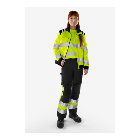 Fristads High Vis Green Hose Damen Kl. 1 2652 GPLU Größe 34 Warnschutz-Orange/Grau
