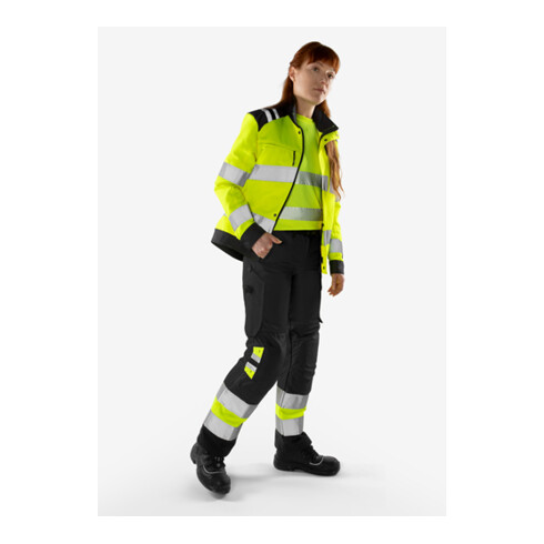 Fristads High Vis Green Hose Damen Kl. 1 2652 GPLU Größe 34 Warnschutz-Orange/Grau