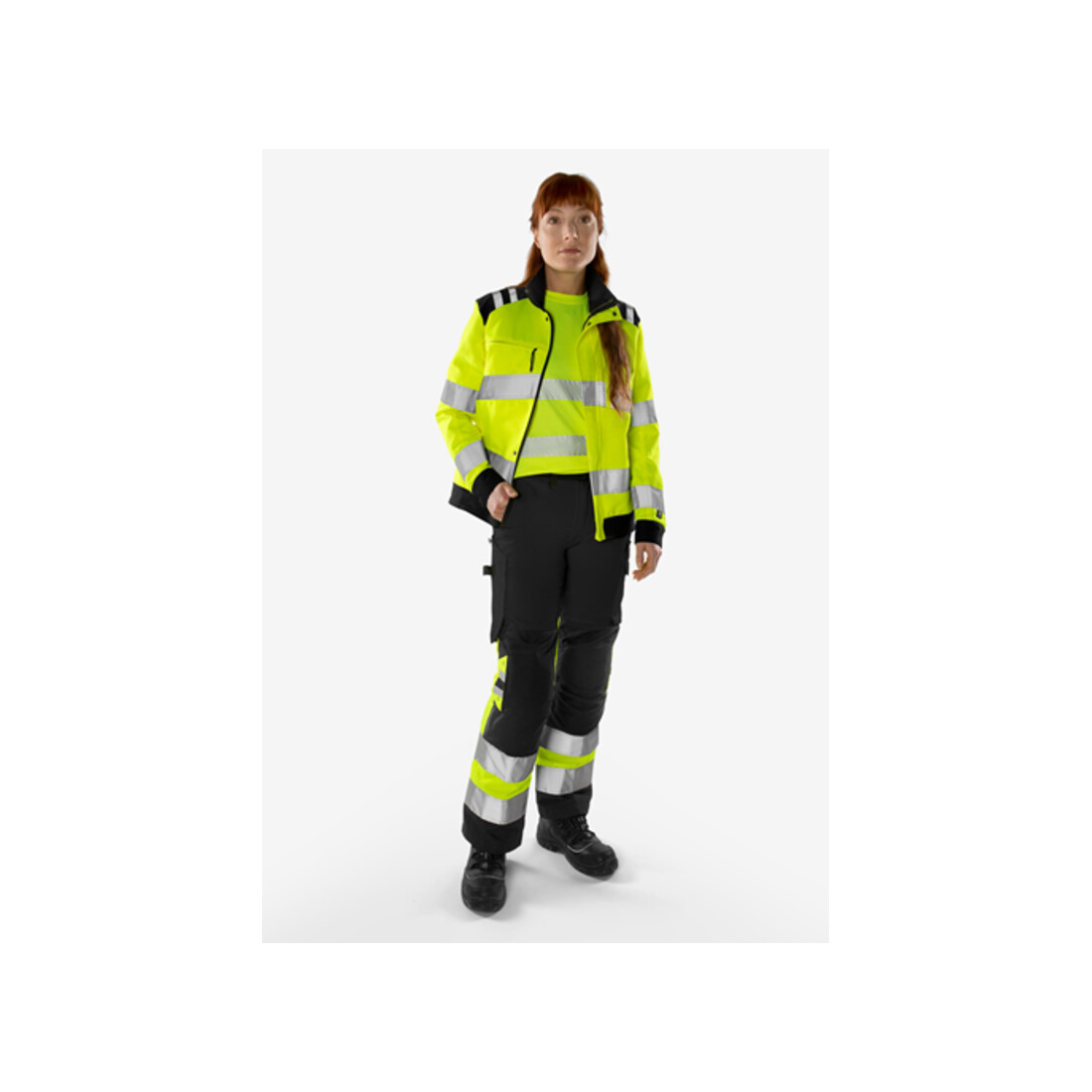 Fristads High Vis Green Hose Damen Kl. 1 2652 GPLU Größe 48 Warnschutz-Orange/Grau