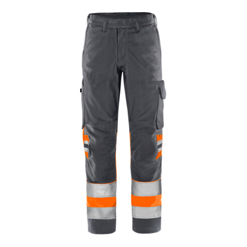 Fristads High Vis Green Hose Kl. 1 2649 GPLU Größe C52 Warnschutz-Orange/Grau