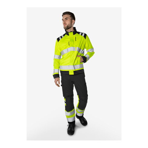Fristads High Vis Green Hose Kl. 1 2649 GPLU Größe C52 Warnschutz-Orange/Grau