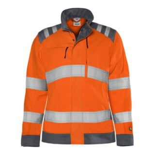 Fristads High Vis Green Jacke Damen Kl. 3 4068 GPLU Größe XL Warnschutz-Orange/Grau