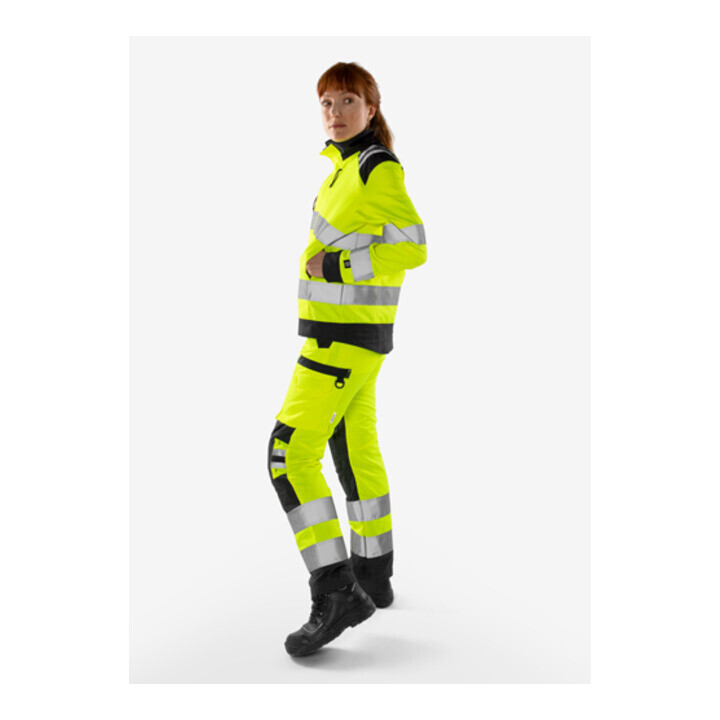 Fristads High Vis Green Jacke Damen Kl. 3 4068 GPLU Größe XL Warnschutz-Orange/Grau