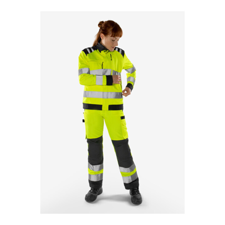 Fristads High Vis Green Jacke Damen Kl. 3 4068 GPLU Größe XL Warnschutz-Orange/Grau