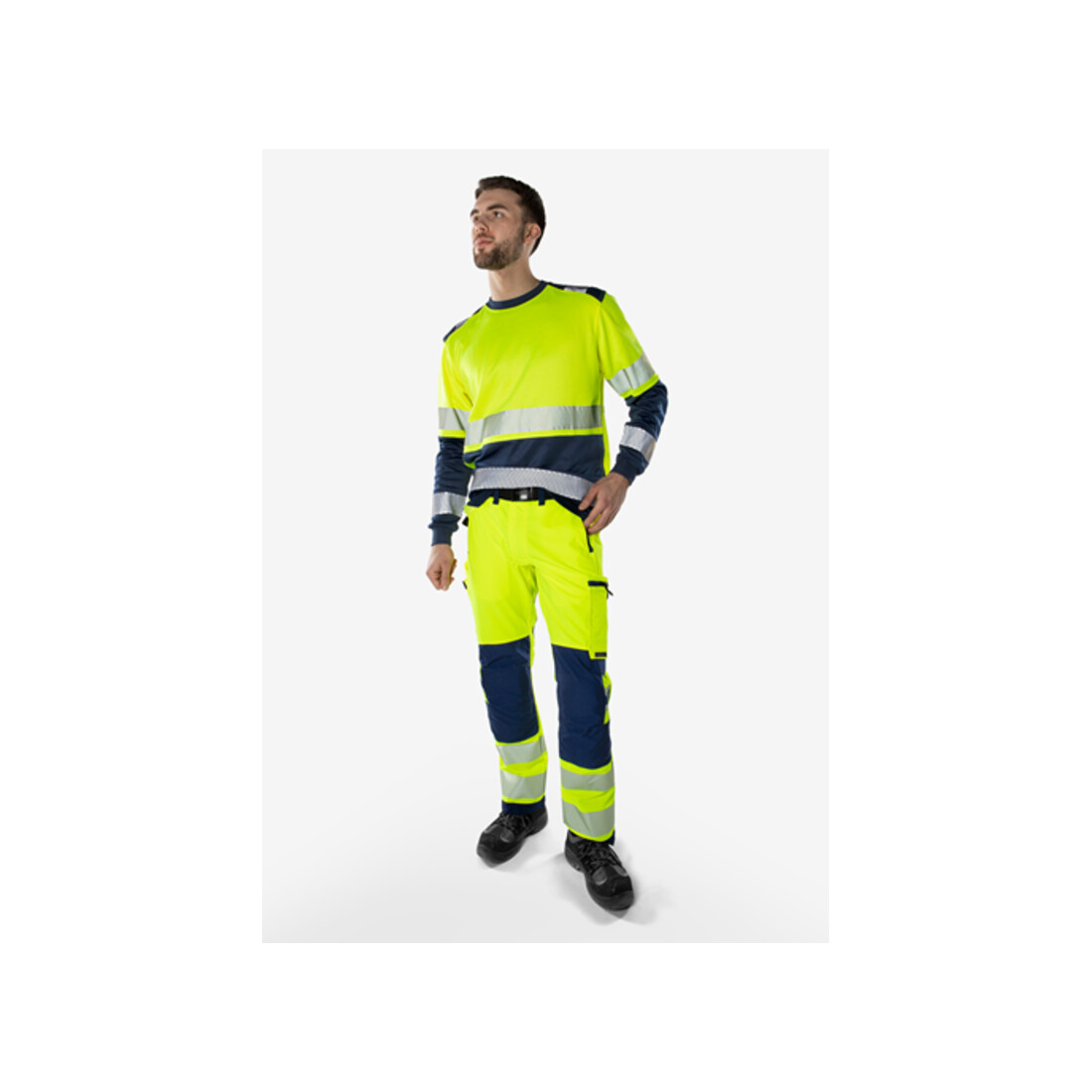 Fristads High Vis Green Stretchhose Kl. 2 2645 GSTP Größe C64 Warnschutz-Gelb/Schwarz
