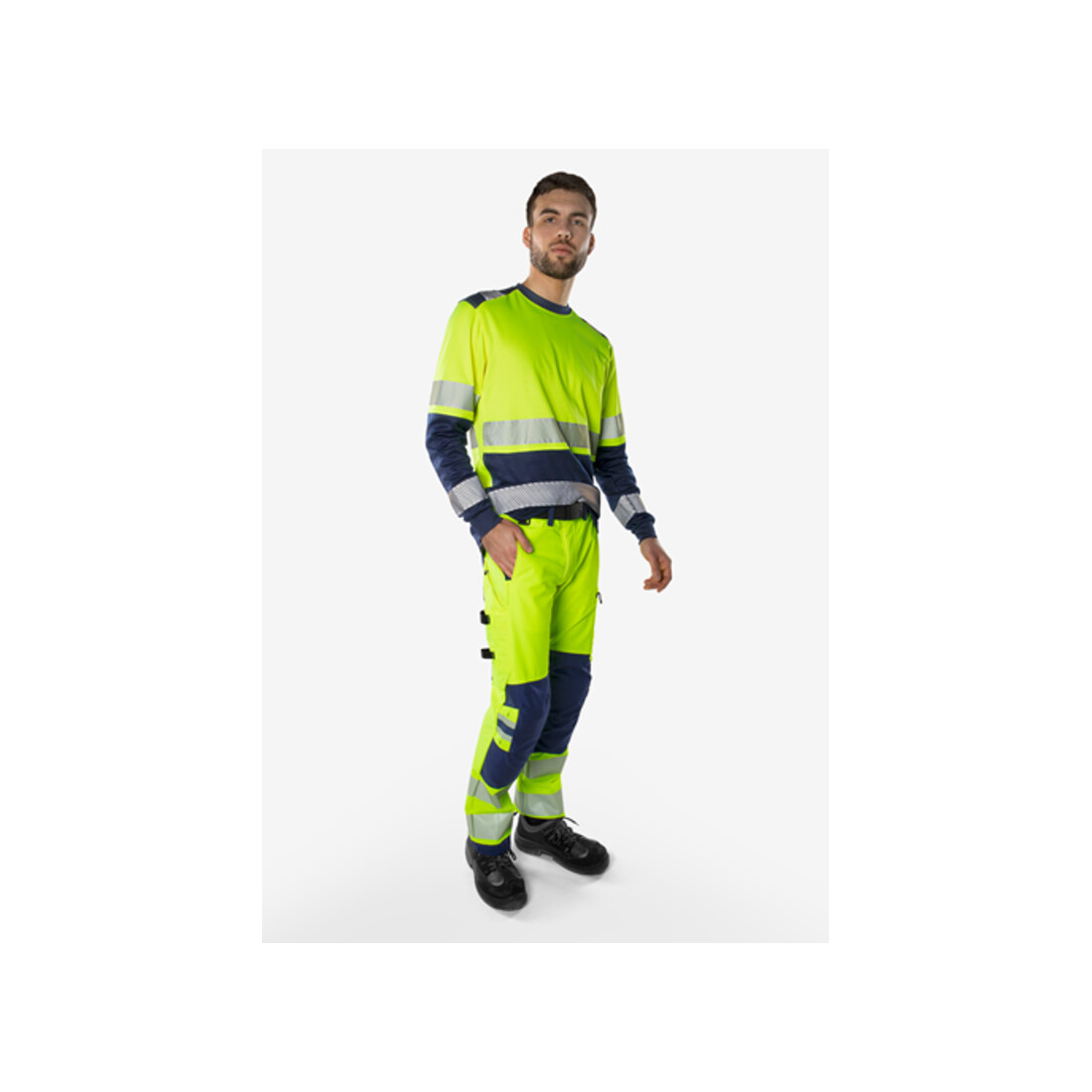 Fristads High Vis Green Stretchhose Kl. 2 2645 GSTP Größe D100 Warnschutz-Gelb/Schwarz