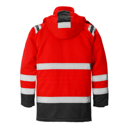 Fristads High Vis Winterparka Kl. 3 4042 PP Größe 4XL Warnschutz-Rot/Schwarz