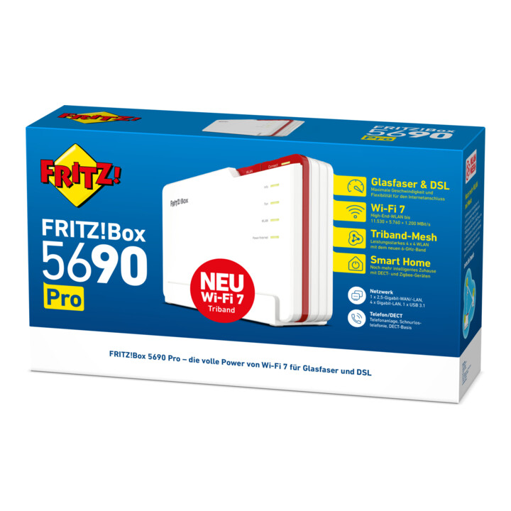 FRITZ WLAN Router FRITZ!Box 5690 Pro Triband Mesh Wi-Fi 7 11.530 MBit/s