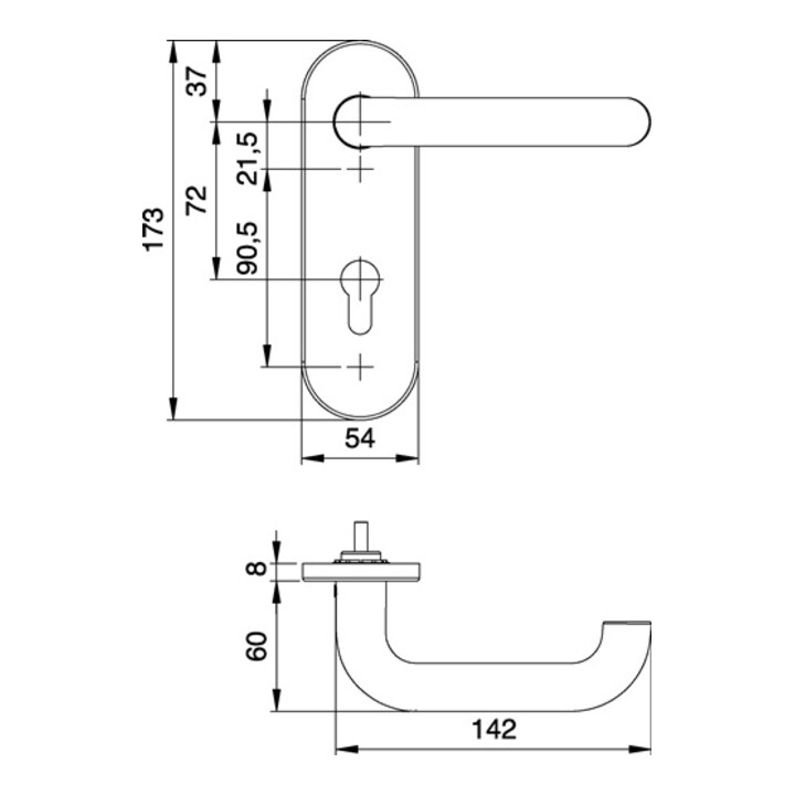 FS-Garnitur Targa/K FS 103/103 AP VA F00 D/D TS 38-58mm PZ rd DIN L/R EDI