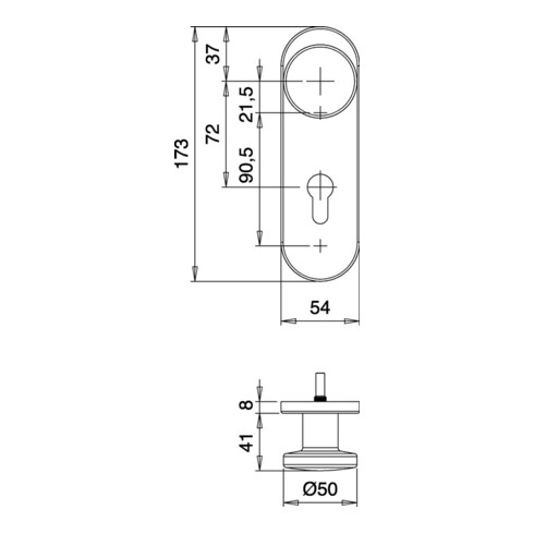 FS-Garnitur Targa/K FS K7/103 VA F00 D/K TS 38-58mm PZ rd DIN L/R EDI