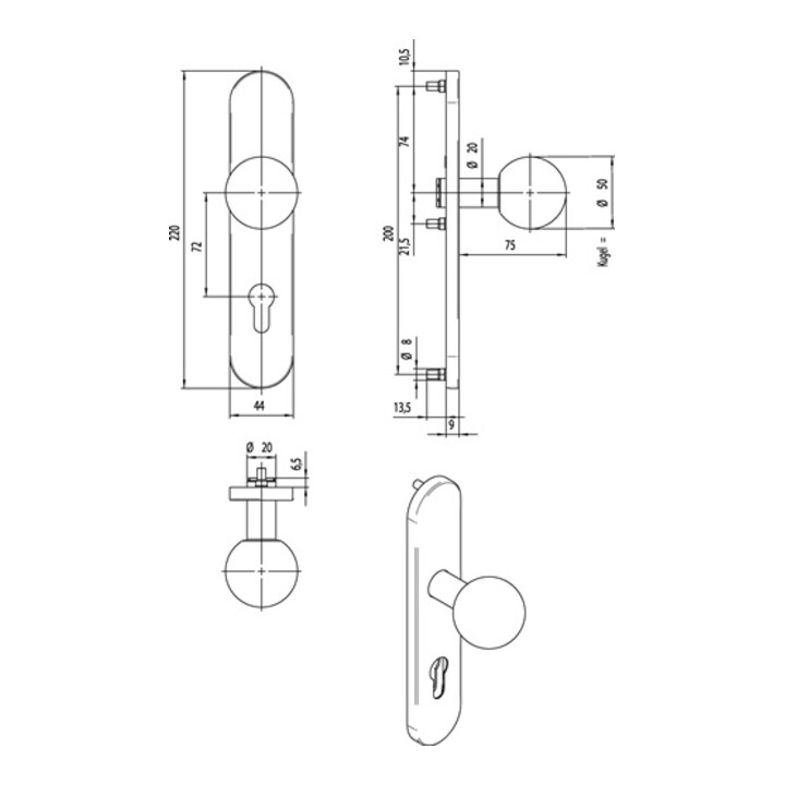 FS-Knopflangschild OGRO 3548/7020 AL FS Alu.F1 ovales Langschild Vollblatt OGRO
