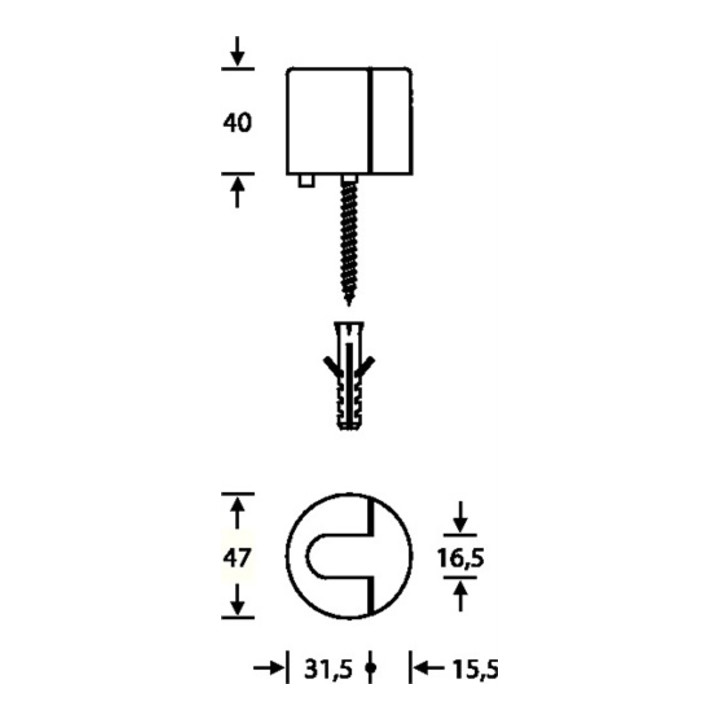FSB Bodentürpuffer 38 3817 D.47mm H.40mm Alu.naturf./F1 Dübelmontage