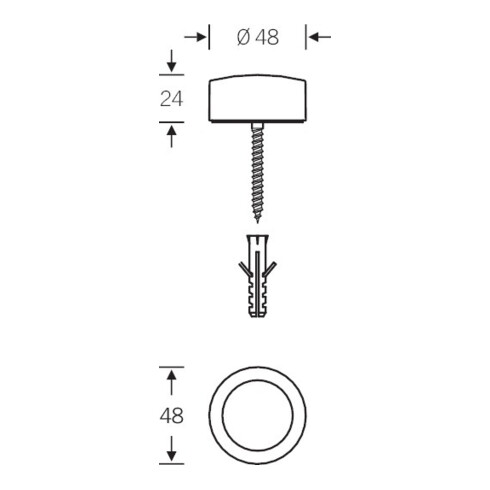 FSB Bodentürpuffer 38 3878 D.48mm H.24mm Alu.naturf./F1 Dübelmontage