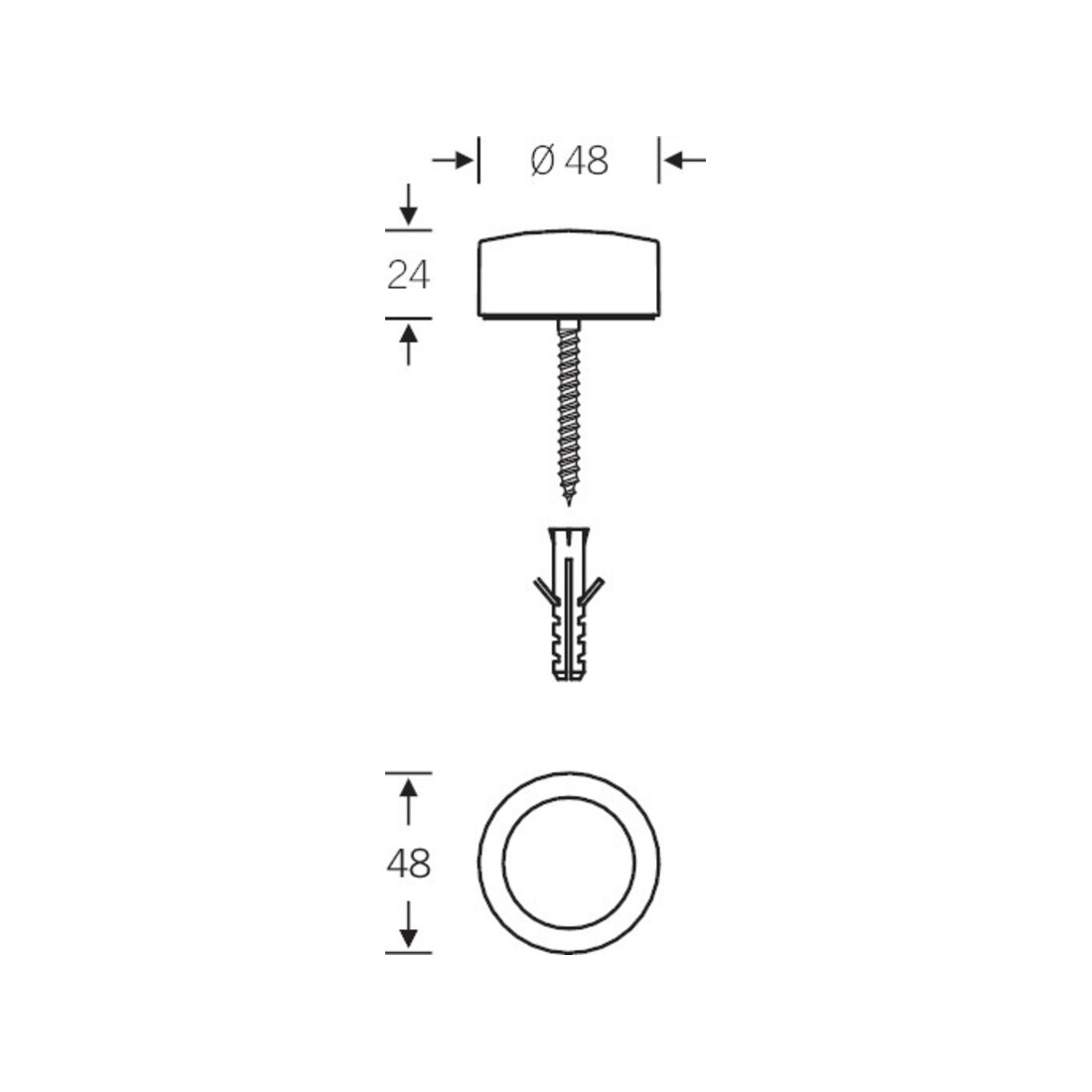 FSB Bodentürpuffer 38 3878 D.48mm H.24mm VA ma Dübelmontage