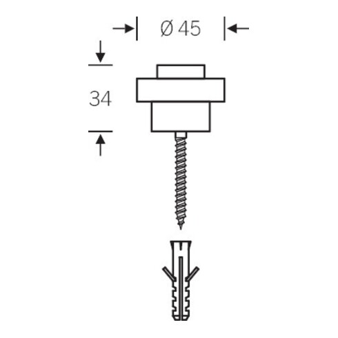 FSB Bodentürpuffer 38 3881 D.45mm H.34mm Alu.naturf./F1 Dübelmontage