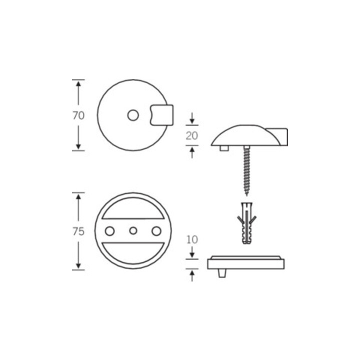 FSB Bodentürpuffer 38 3884 D.70mm H.20mm Alu.naturf./F1 Dübelmontage
