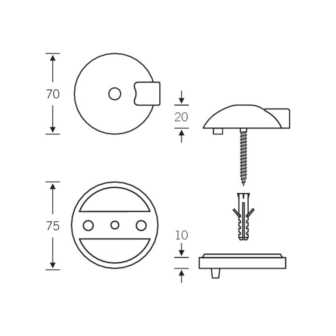 FSB Bodentürpuffer 38 3884 D.70mm H.20mm VA ma Dübelmontage