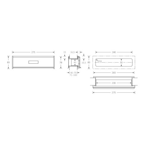 FSB Briefeinwurf-Set, 0383826, F69, 71-100, Schacht+Klappe