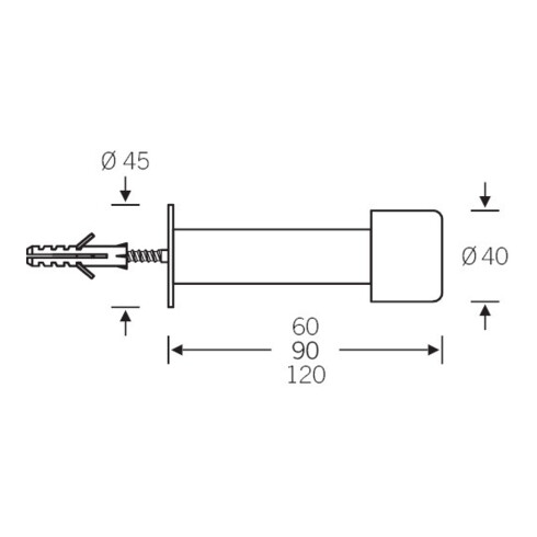 FSB Butée de porte 38 38 3880 VA ma L.120mm
