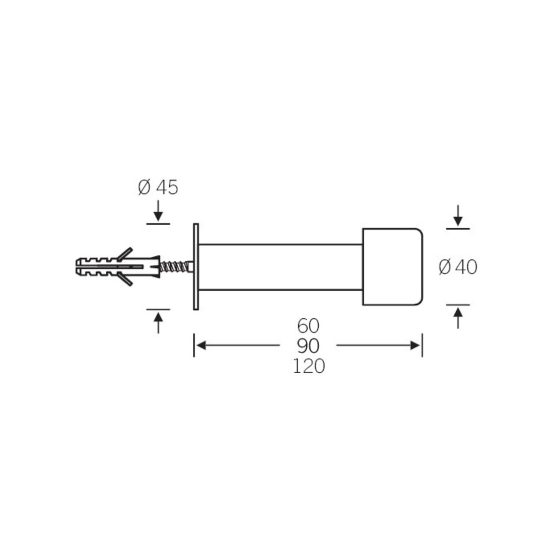 FSB Butée de porte 38 38 3880 VA ma L.60mm