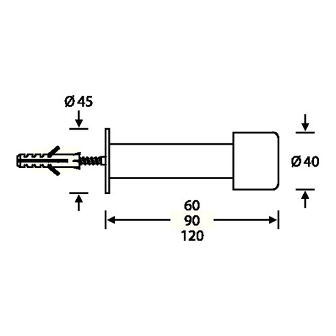 FSB Butée de porte 38 38 3880 VA ma L.90mm