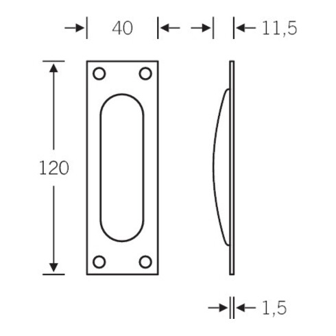 FSB Coque de porte coulissante 42 4211 aveugle L.120mm B.40mm Alu. 0105 ktg. EL.-T. 11,5mm