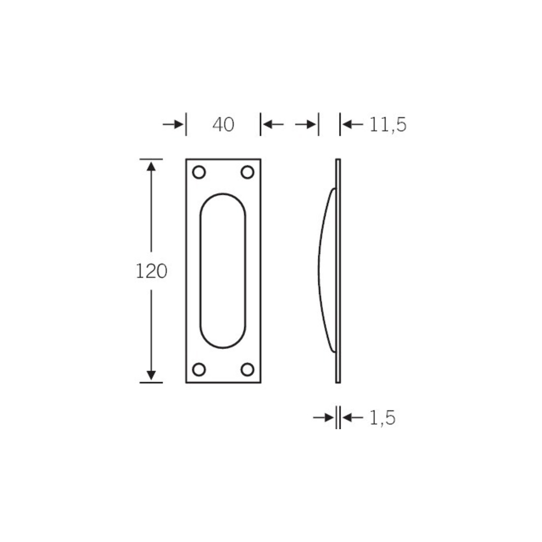 FSB Coque de porte coulissante 42 4211 aveugle L.120mm B.40mm Alu. 0105 ktg. EL.-T. 11,5mm