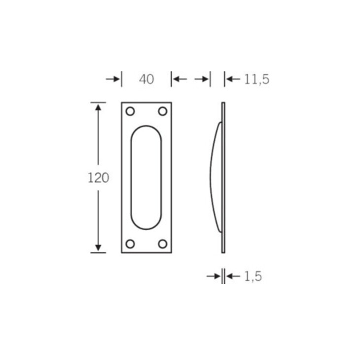 FSB Coque de porte coulissante 42 4211 PZ L.120mm B.40mm Alu. 0105 ktg. EL.-T. 11,5mm