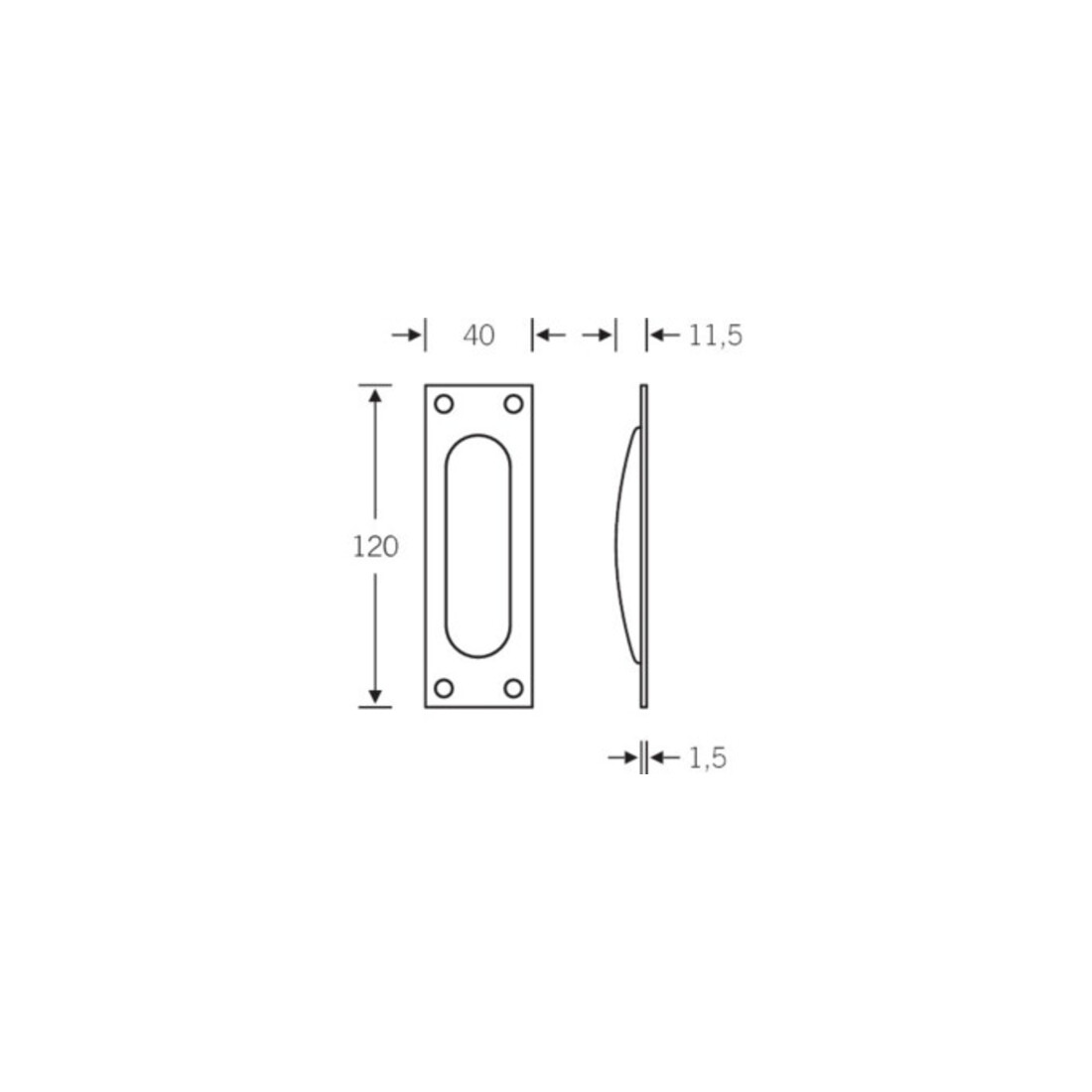 FSB Coque de porte coulissante 42 4211 PZ L.120mm B.40mm Alu. 0105 ktg. EL.-T. 11,5mm