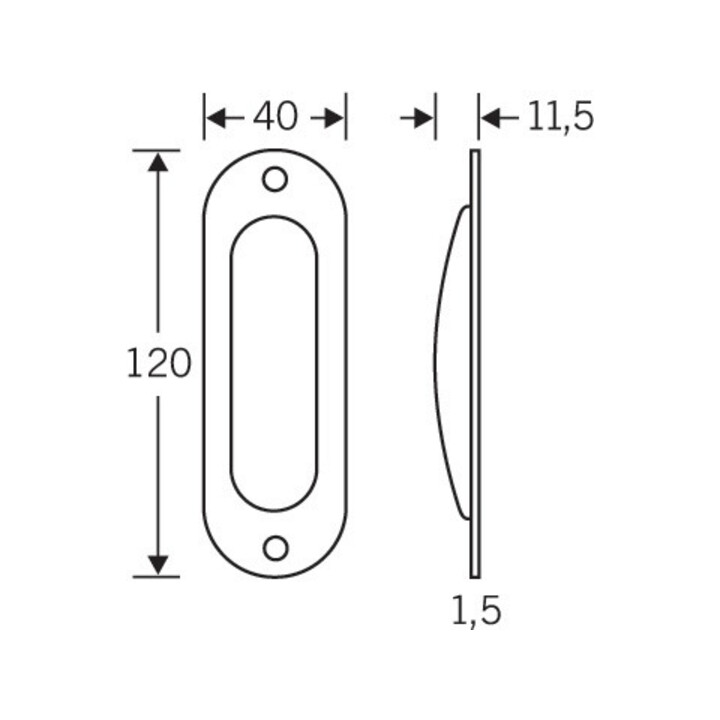 FSB Coque de porte coulissante 42 4212 aveugle L.120mm B.40mm Alu. 0205 ov. EL.-T. 11,5mm
