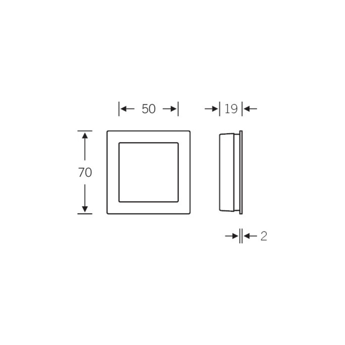 FSB Coque de porte coulissante 42 4253 store L.70mm B.70mm VA 6204 quad. EL.-T. 18,5mm