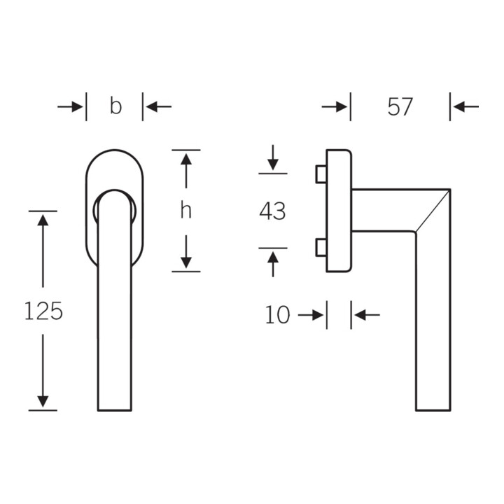 FSB Fenstergriff 34 1076 VA 6204 34mm abschl.