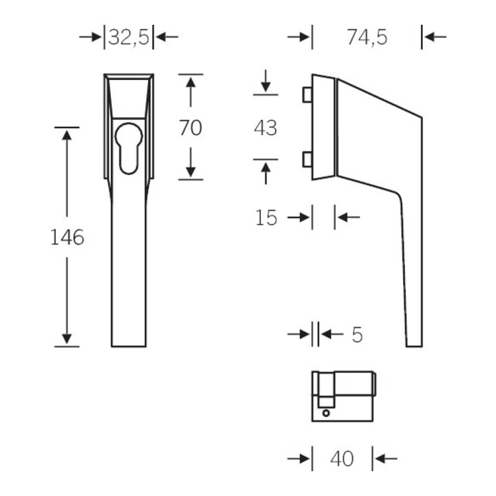 FSB Fenstergriff, 7mm, 0 34 3495, Alu F1
