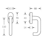 FSB Poignée de fenêtre, ovale, acier inoxydable 34 1070, tige 24-38 mm-3