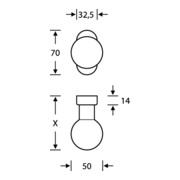 FSB Rahmentür-Knopf 07 0802 Material VA 6204 4-KT. 9mm fest/drehb.-4