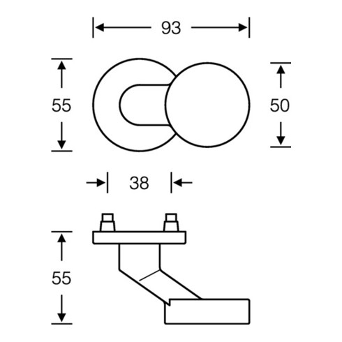 FSB Rahmentür-Knopf 23 0809 Material VA 6204 4-KT. 8mm feststehend