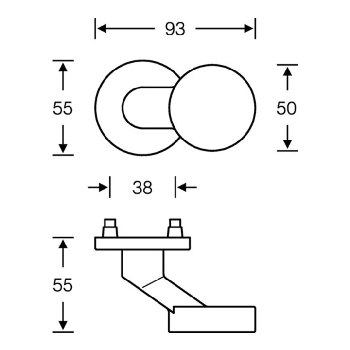FSB Rahmentür-Knopf 23 0809 Material VA 6204 4-KT. 8mm feststehend