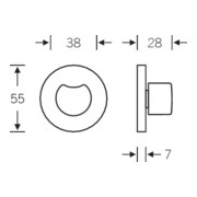 FSB Riegelrosette 03 0481 VA F69 Schildstärke 7mm rd.-3