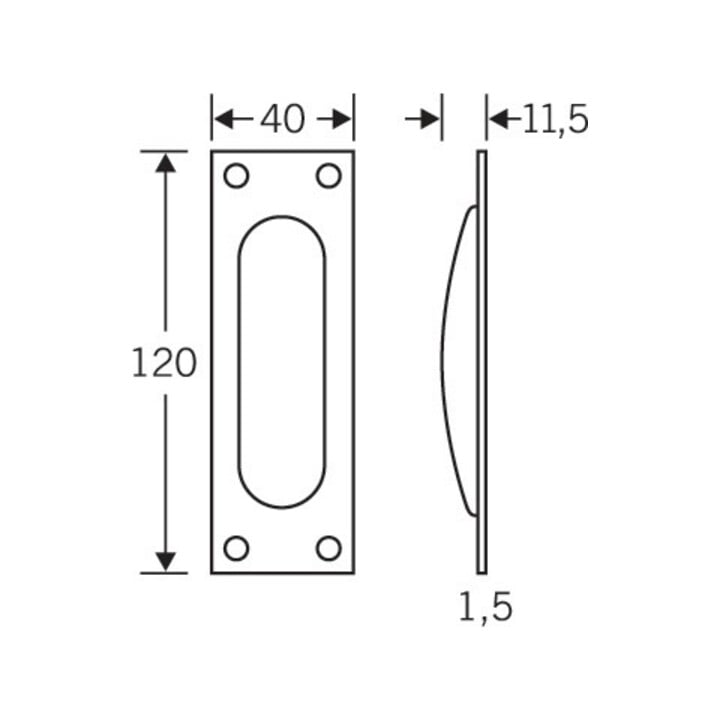 FSB Schiebetürmuschel 42 4211 blind L.120mm B.40mm Alu. 0205 ktg. EL.-T. 11,5mm