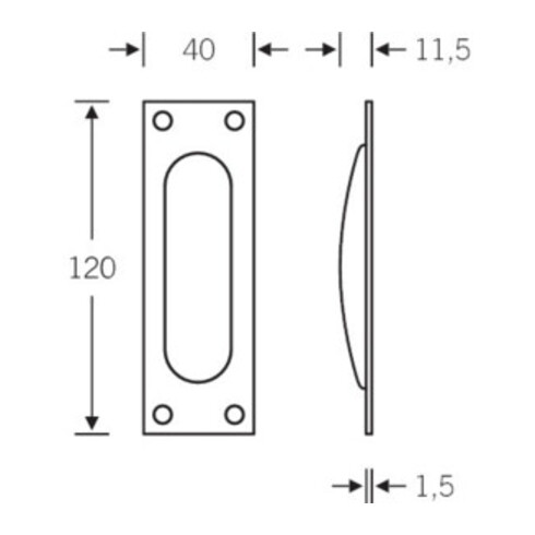 FSB Schiebetürmuschel 42 4211 PZ L.120mm B.40mm Alu. 0105 ktg. EL.-T. 11,5mm